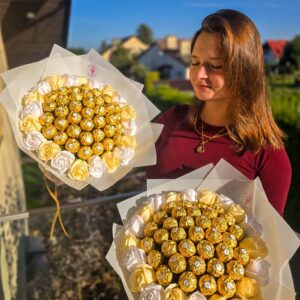 Bukiet z Ferrero Rocher i Raffaello na imieniny